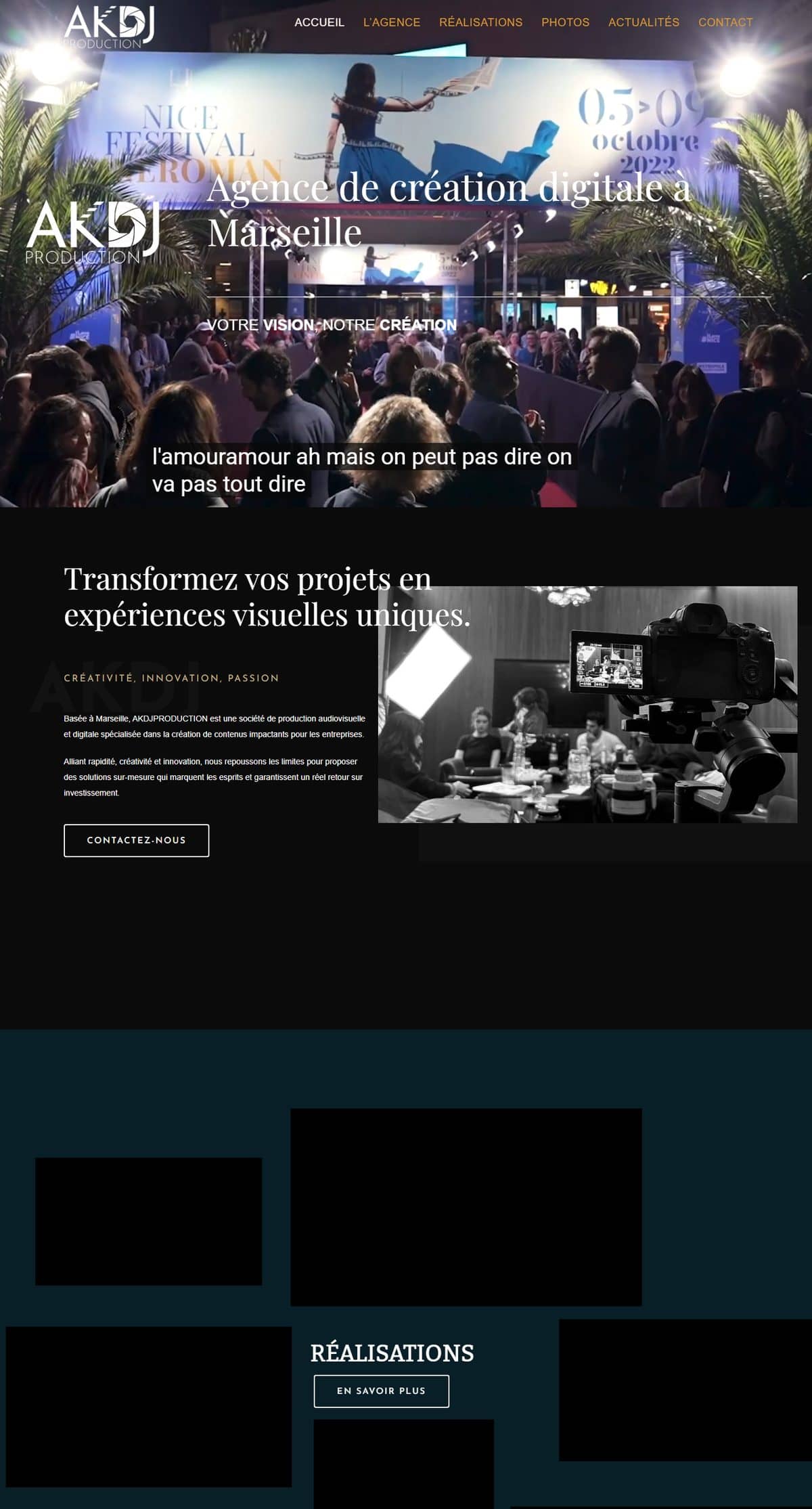 Site internet AKDJ Production, réalisé par Moonea Studio