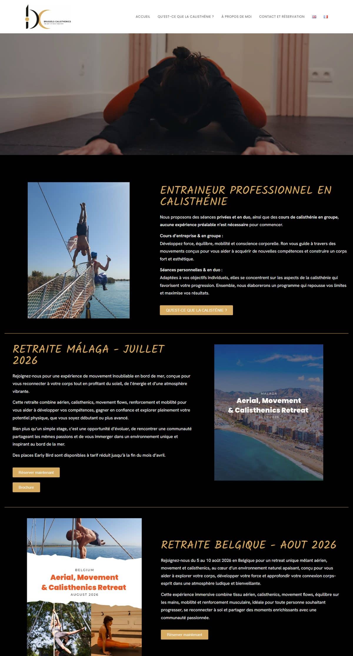 Site internet Brussels Calisthenics, réalisé par Moonea Studio