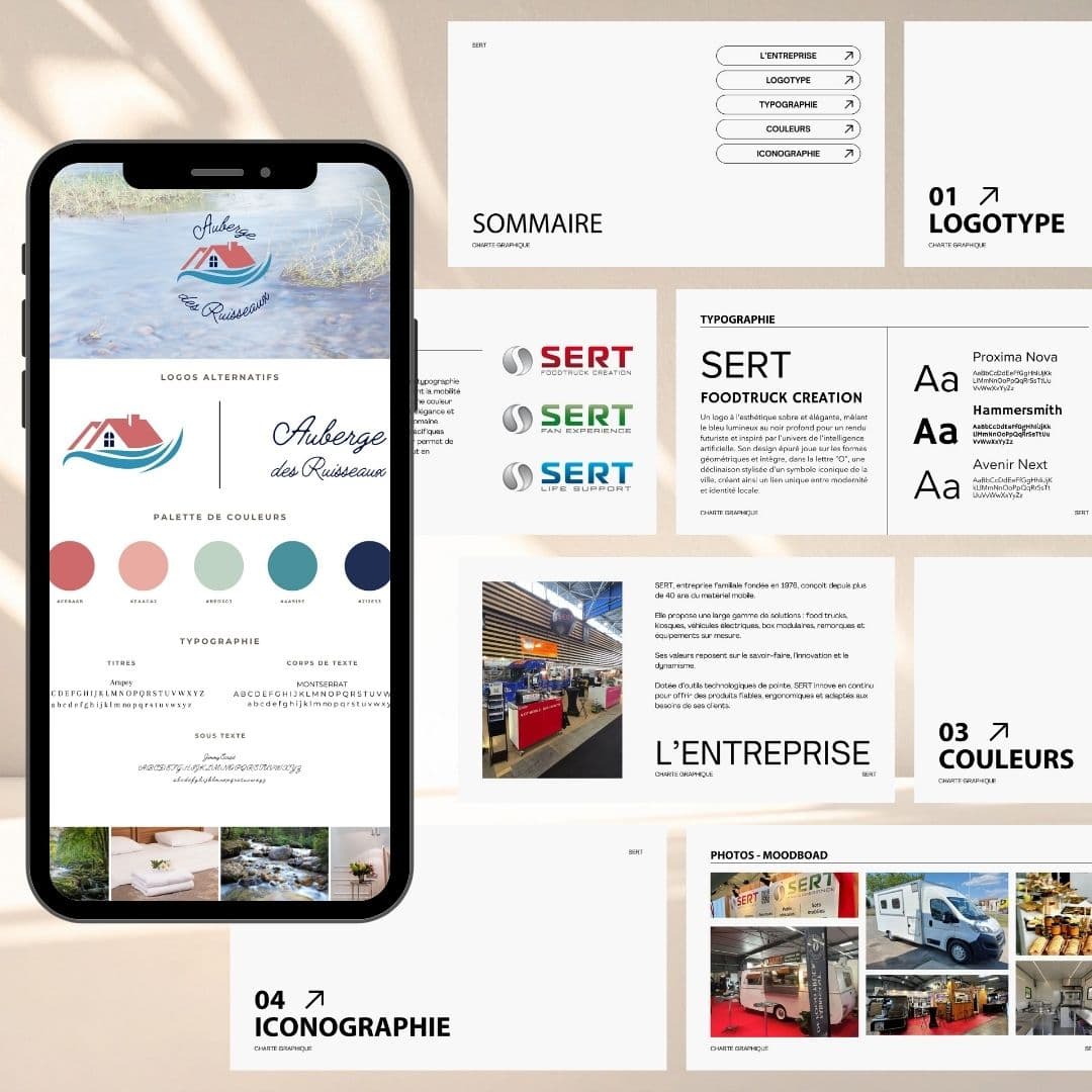Planche de charte graphique Sert : logo, typographies et palette de couleurs