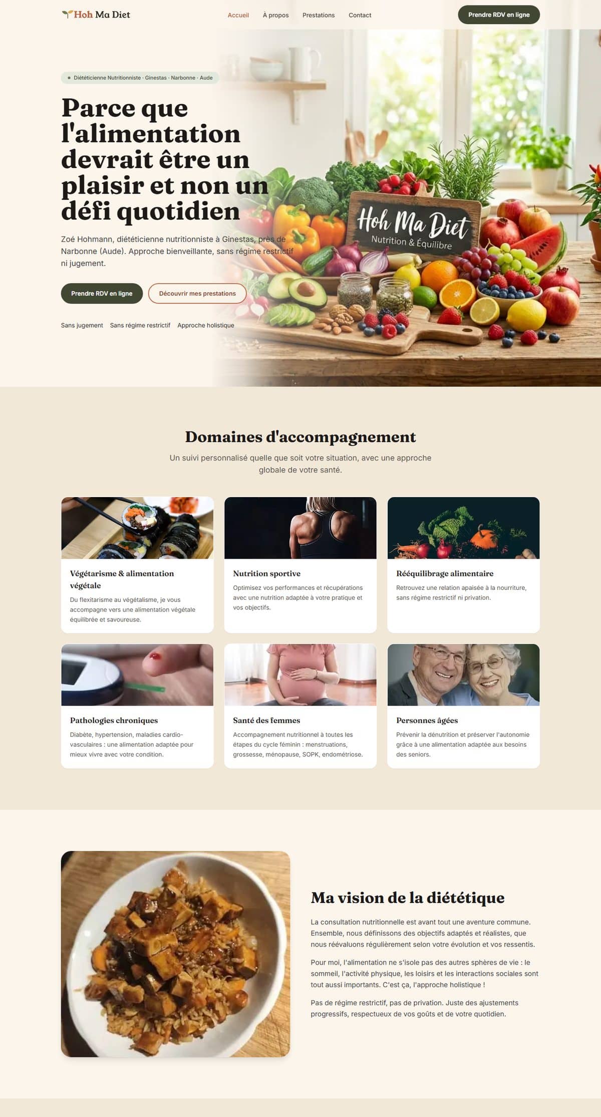 Site internet Hoh Ma Diet, réalisé par Moonea Studio