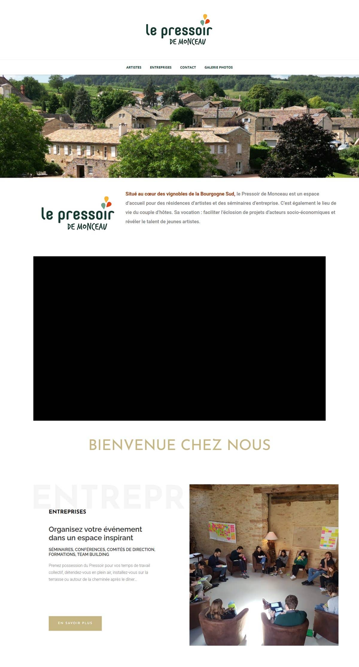 Site internet Le Pressoir de Monceau, réalisé par Moonea Studio