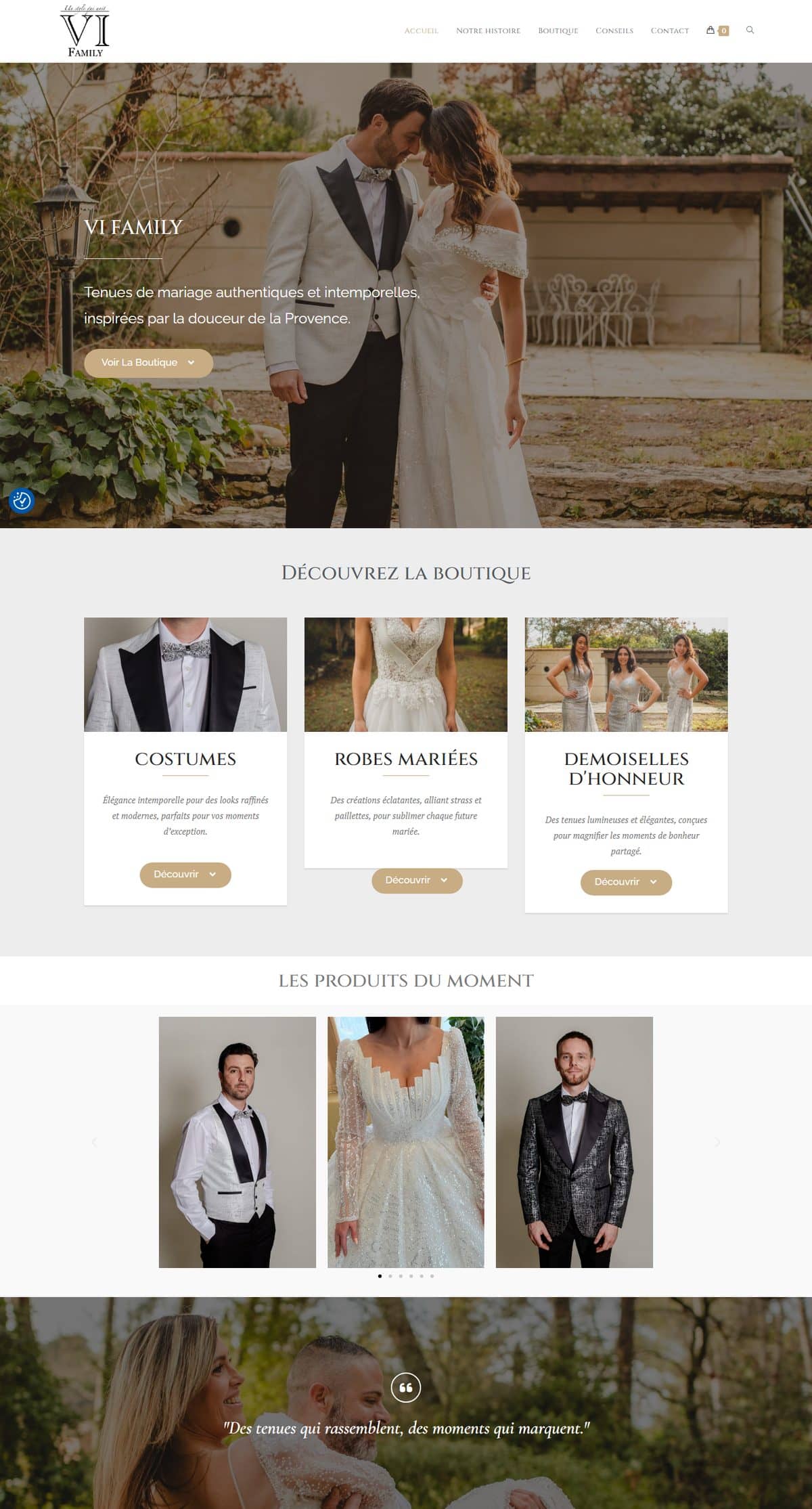Site internet VI Family, réalisé par Moonea Studio
